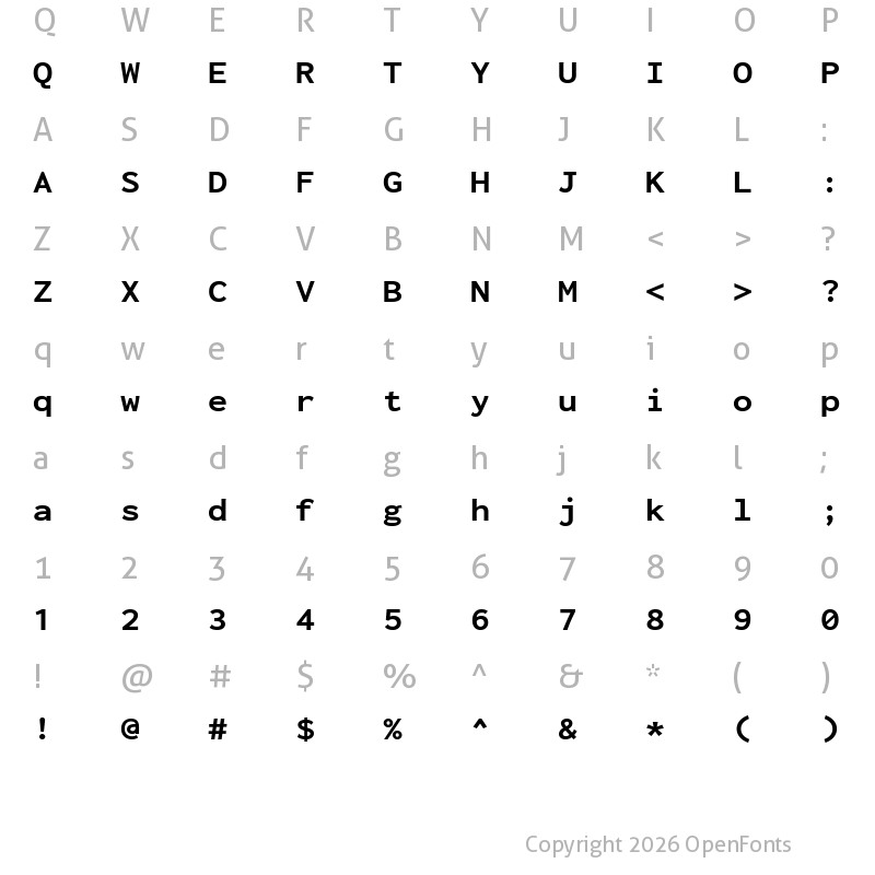 Character Map of Inconsolata Expanded ExtraBold
