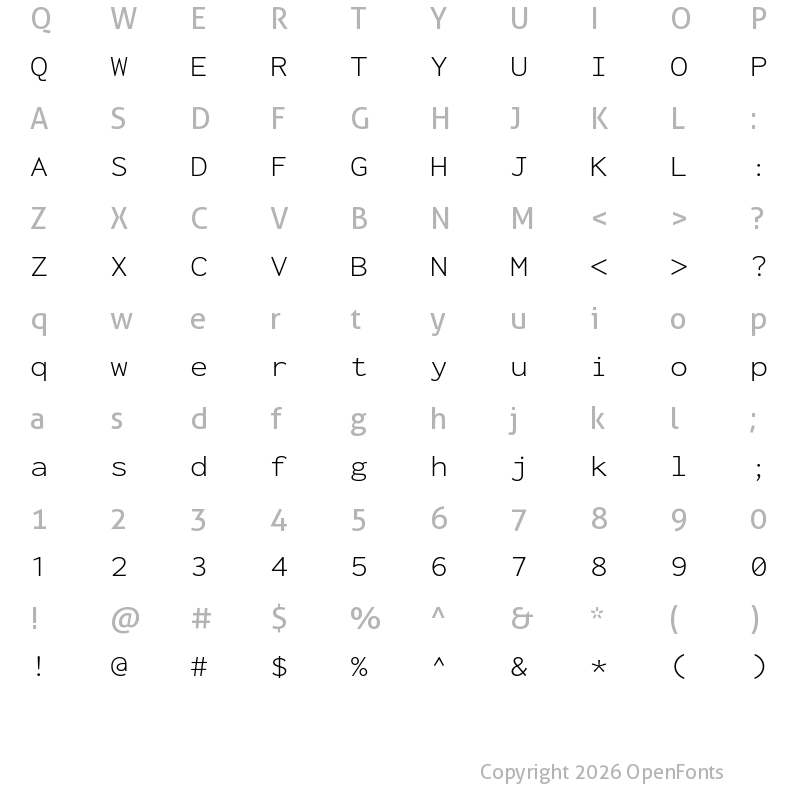 Character Map of Inconsolata Expanded Light