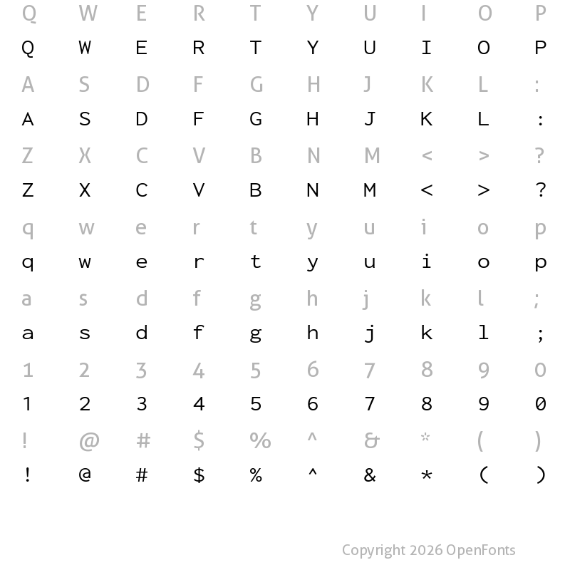 Character Map of Inconsolata Expanded Regular