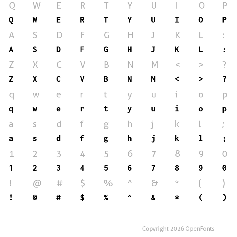 Character Map of Inconsolata ExtraBold