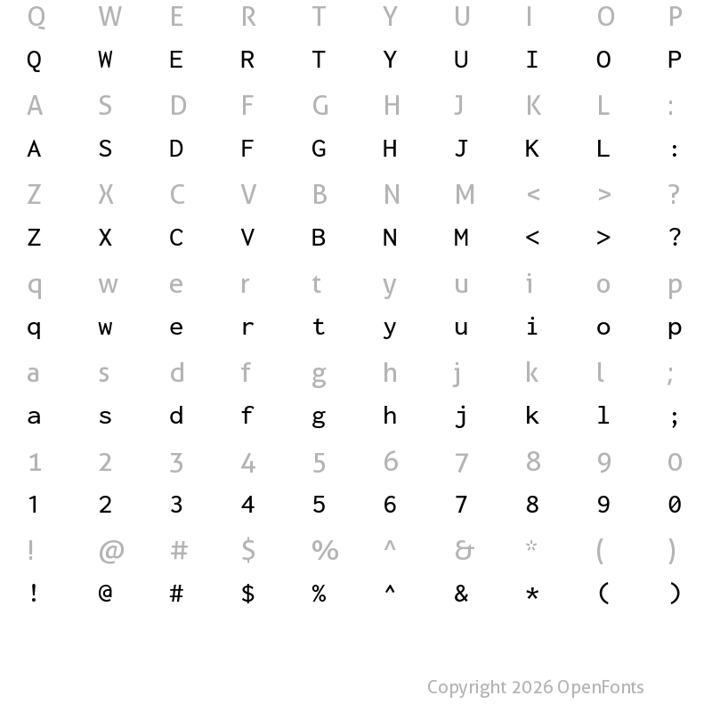 Character Map of Inconsolata SemiExpanded Medium