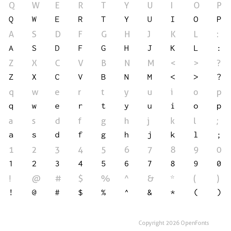Character Map of Inconsolata SemiExpanded Regular