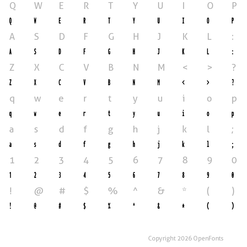 Character Map of Inconsolata UltraCondensed Black