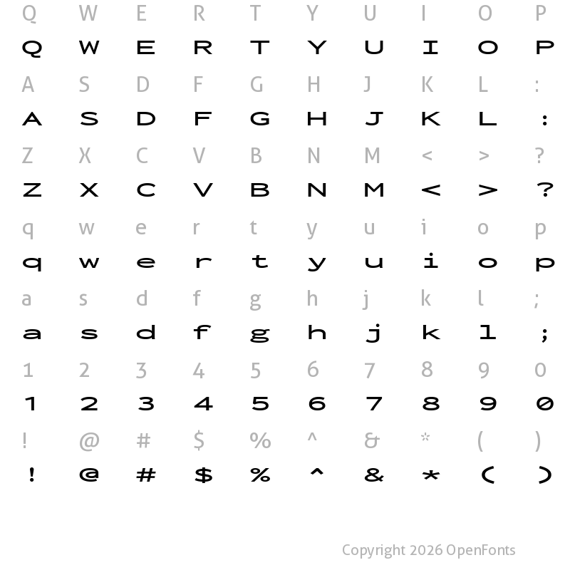 Character Map of Inconsolata UltraExpanded Bold