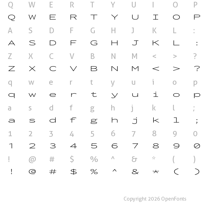Character Map of Inconsolata UltraExpanded Light