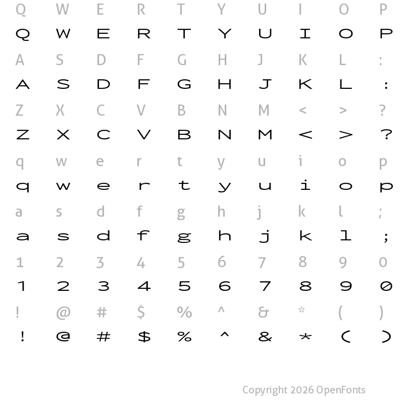 Character Map of Inconsolata UltraExpanded Regular