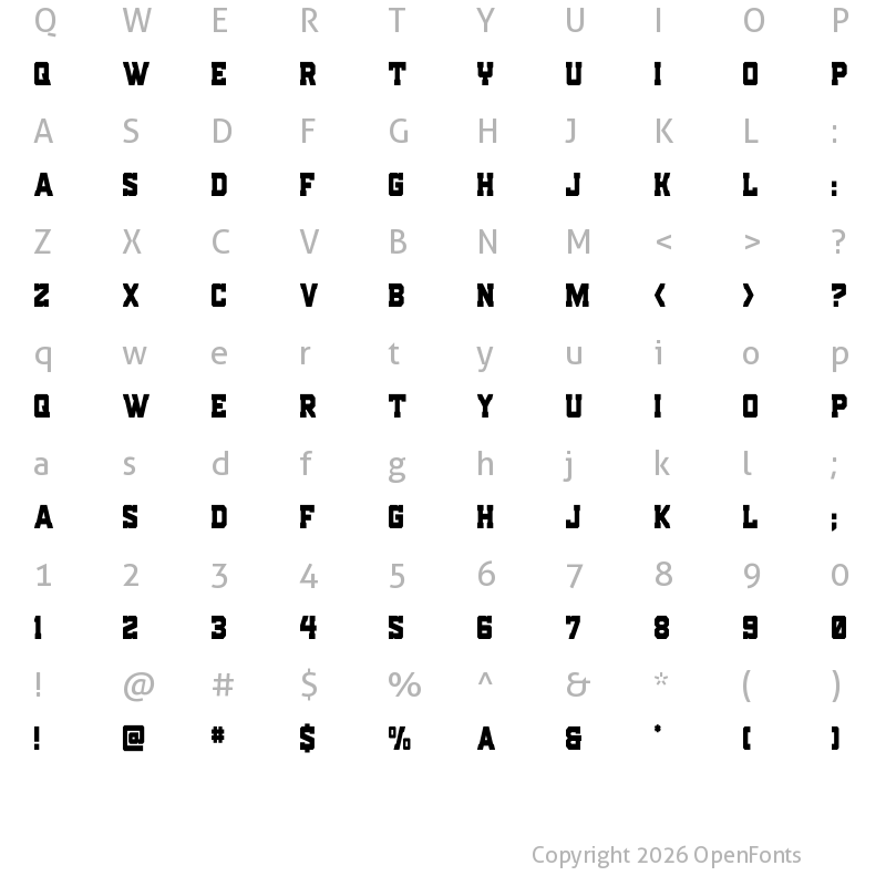 Character Map of Indian Steeds Condensed Regular
