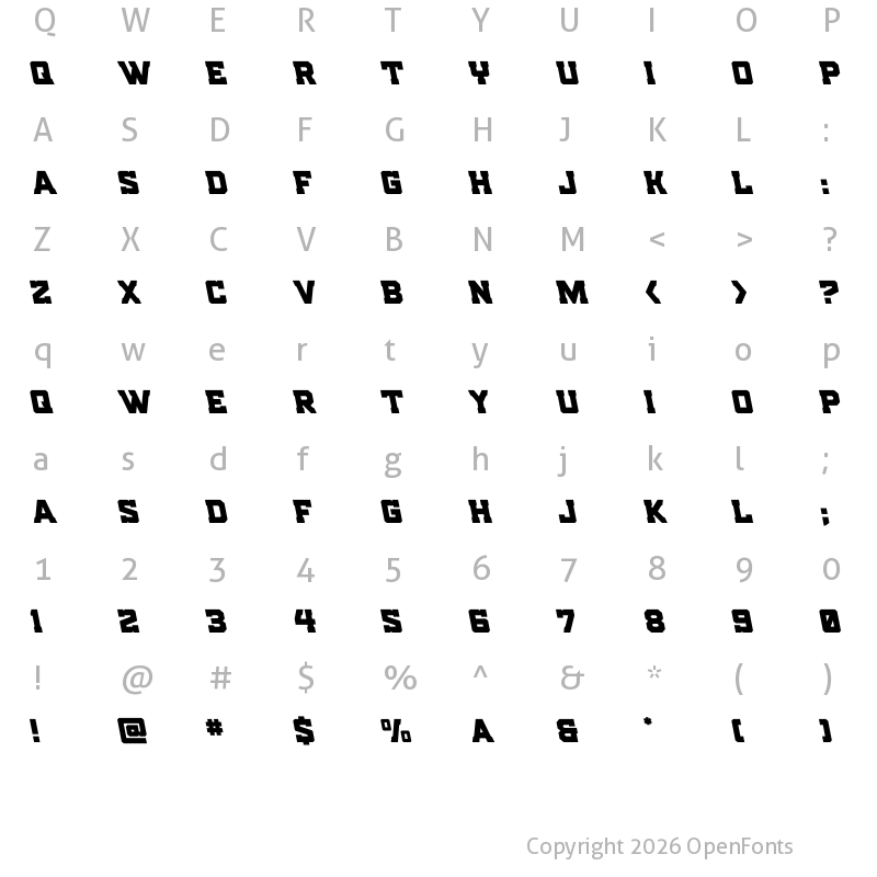 Character Map of Indian Steeds Leftalic Regular