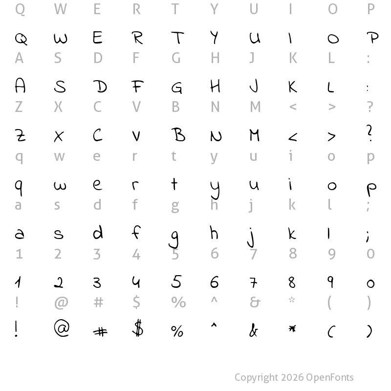 Character Map of Indie Flower Regular