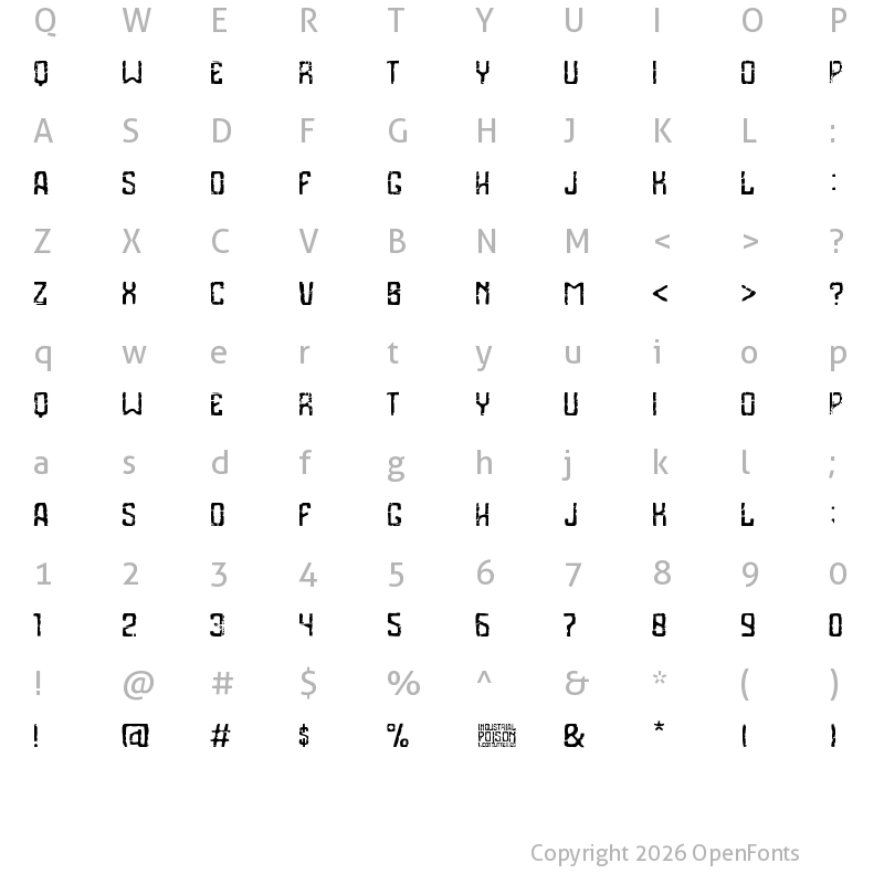 Character Map of Industrial Poison Regular