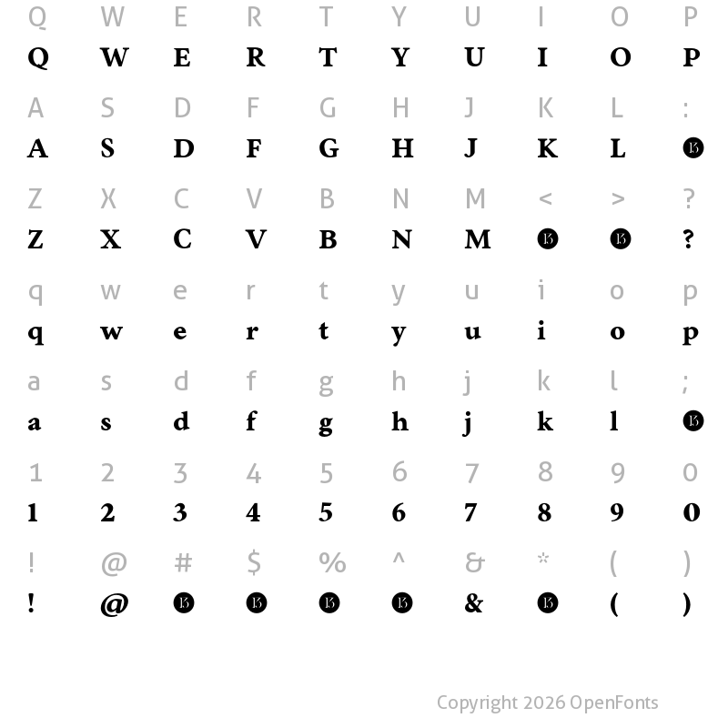 Character Map of Inferi-Trial Extra Bold