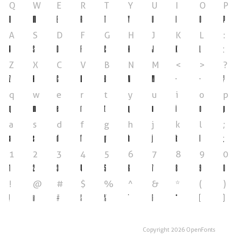 Character Map of Inge Variable Upright