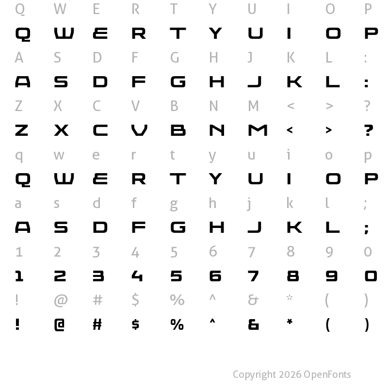 Character Map of Injekuta Bold