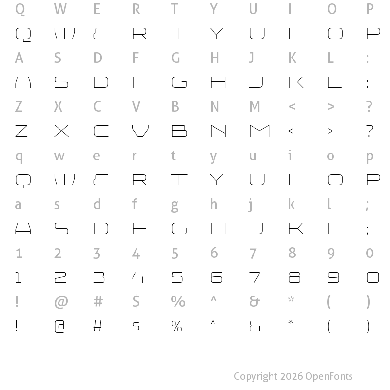 Character Map of Injekuta Light