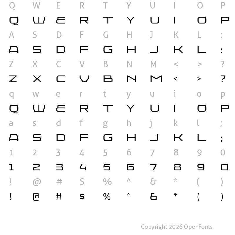 Character Map of Injekuta Regular