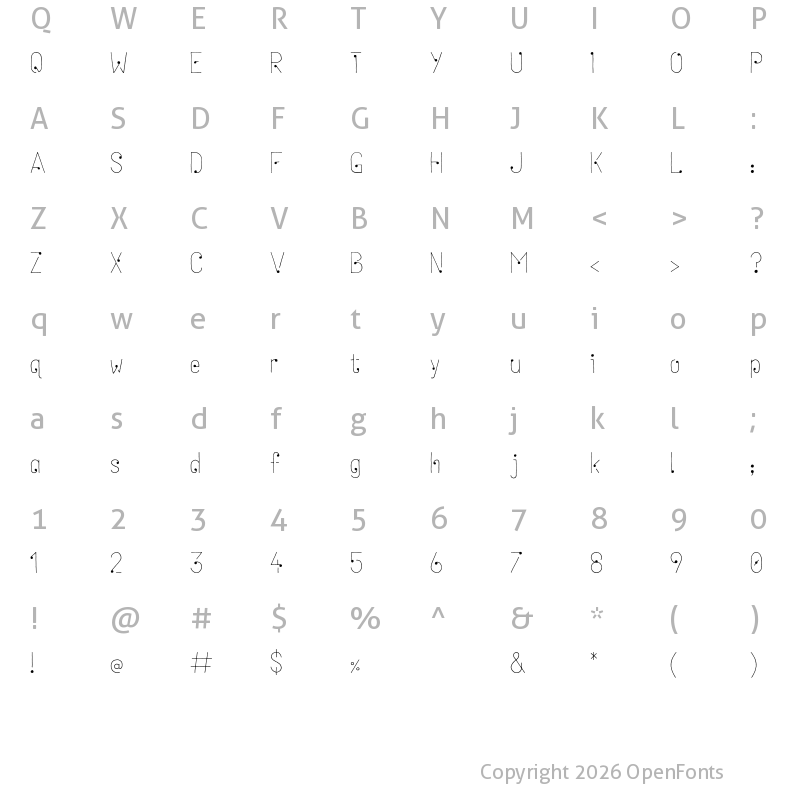Character Map of Inked Balterm Regular