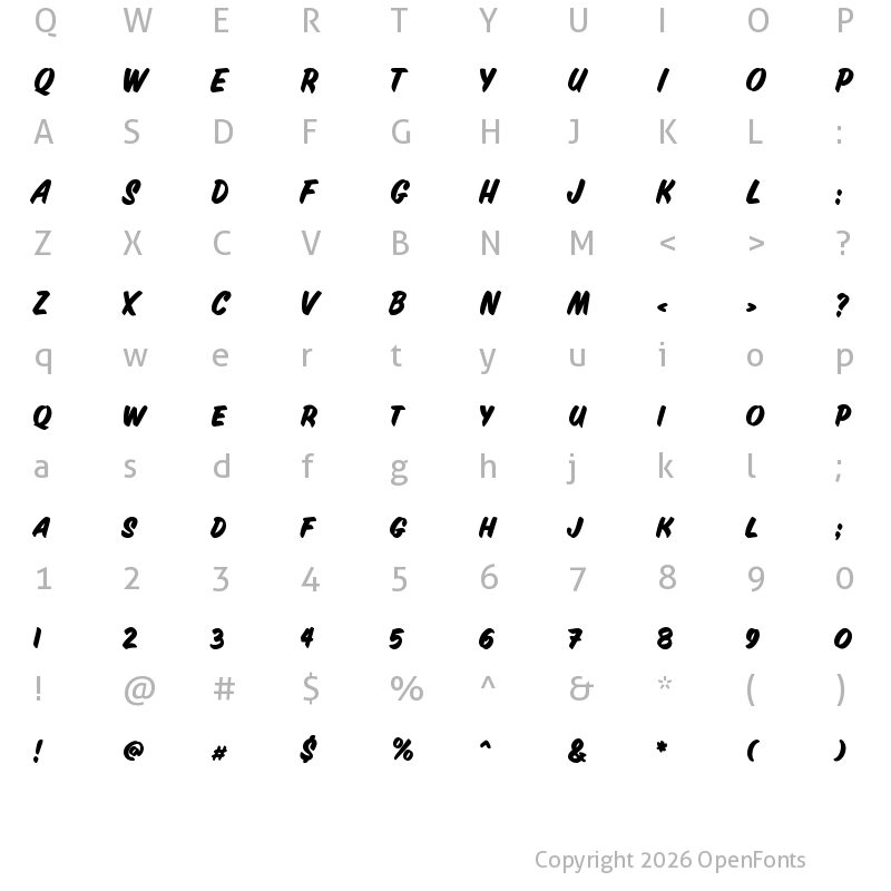 Character Map of Inkston W05 Casual Bold