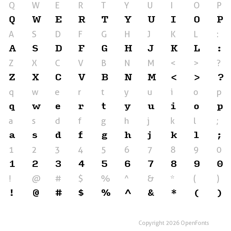Character Map of Input Serif Bold
