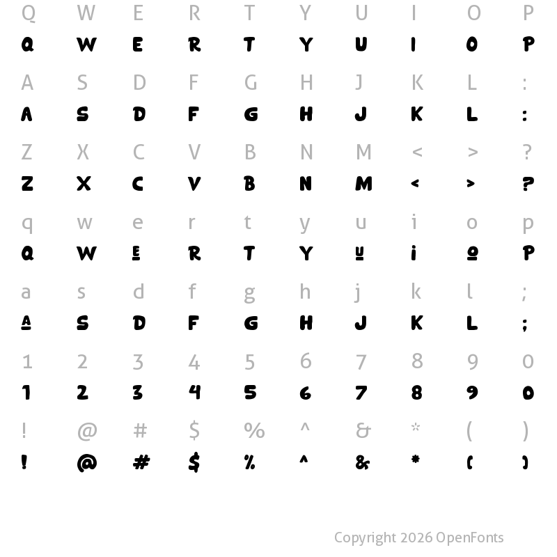 Character Map of Inred World Regular