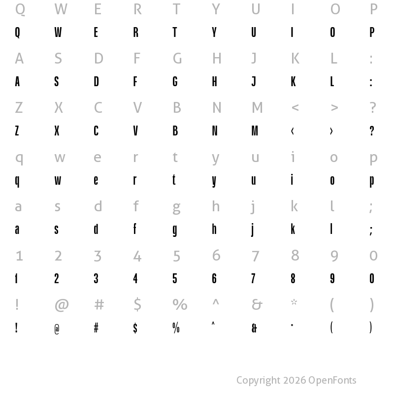 Character Map of Insigne Display Regular