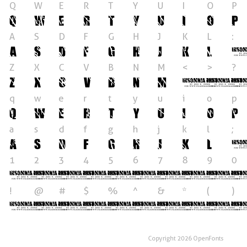 Character Map of Insomnia Regular