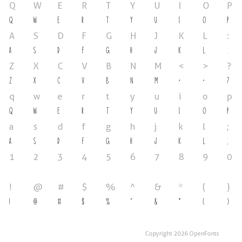 Character Map of Inspire Me Regular