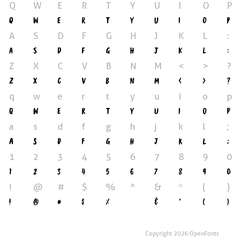 Character Map of Instaquote Sicks And Stones Regular
