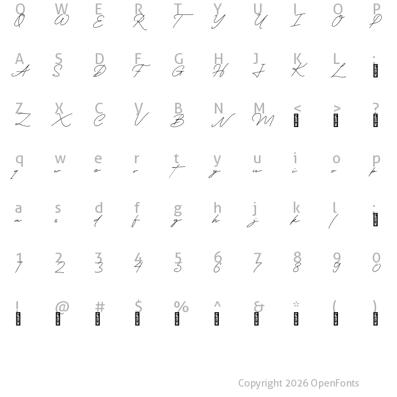 Character Map of Intanuri Personal Use Regular