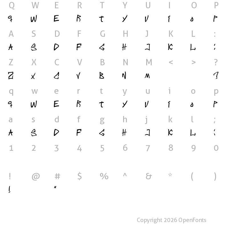Character Map of Intens writings Regular