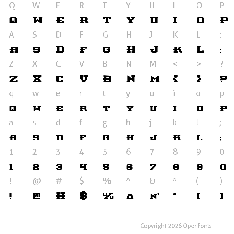Character Map of Interceptor Bold Expanded Bold Expanded