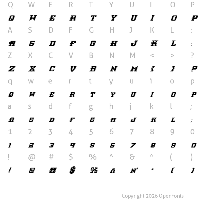 Character Map of Interceptor Pro Italic Pro Italic