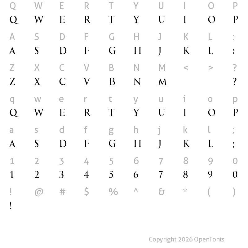 Character Map of International Regular