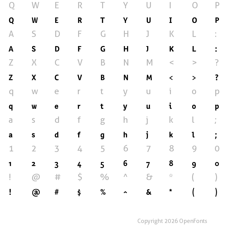 Character Map of Interpol Correspondence Bold