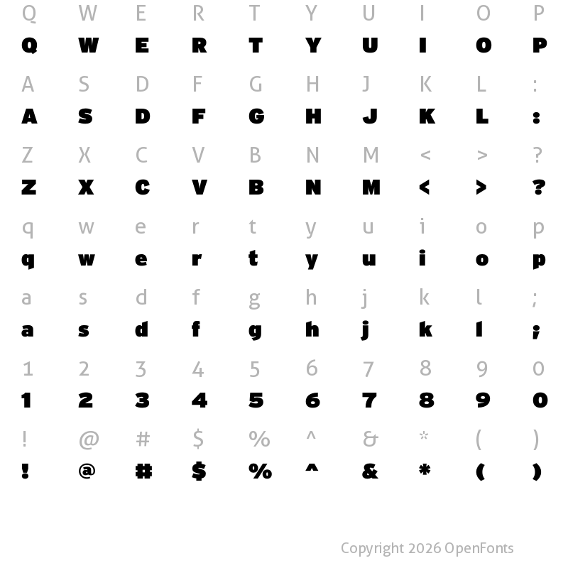 Character Map of Interstate UltraBlack