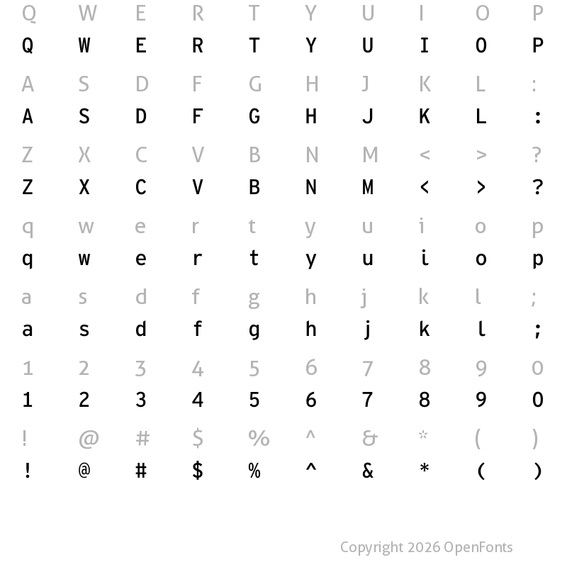 Character Map of InterstateMono Regular
