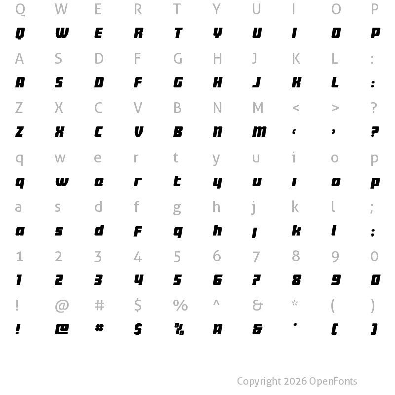 Character Map of Intrepid Spear LC Expanded Regular