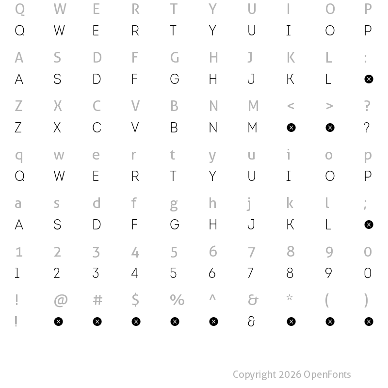 Character Map of Intro Cond Light Free