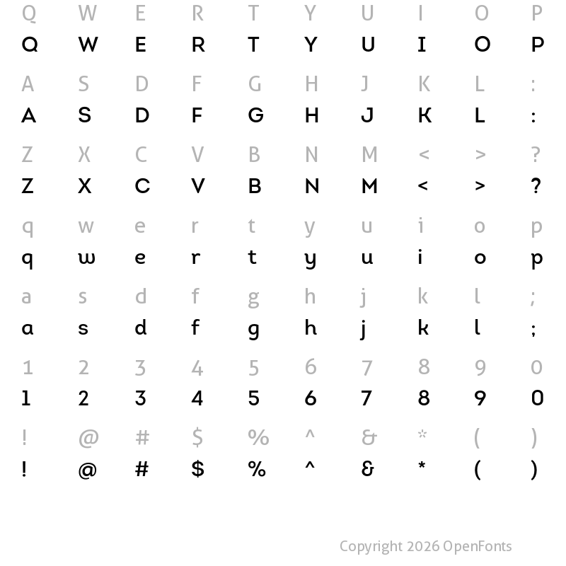 Character Map of Intro Regular Alt