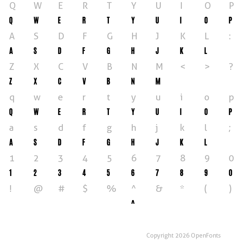 Character Map of Ioannina Bold