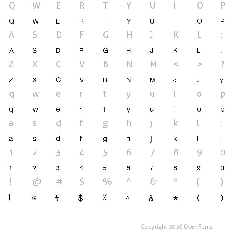Character Map of IRAN Sans Regular