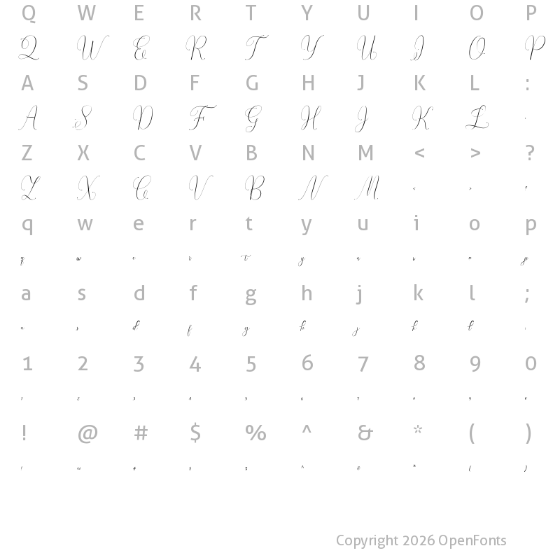 Character Map of Irlandia Script Regular