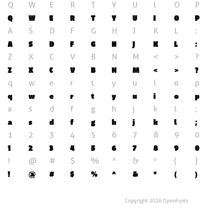 Character Map of Iro Sans Display Heavy