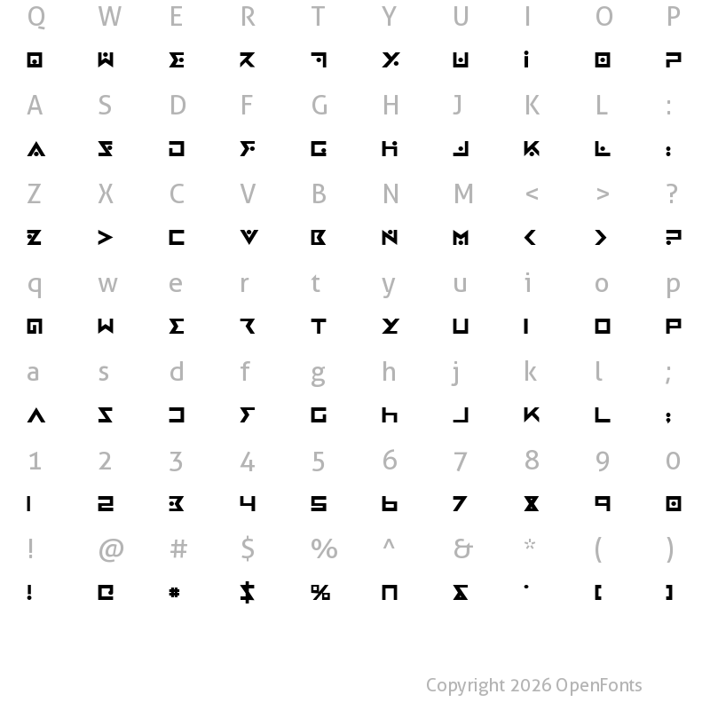 Character Map of Iron Cobra Bold Bold