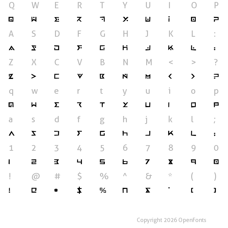 Character Map of Iron Cobra Rough Regular