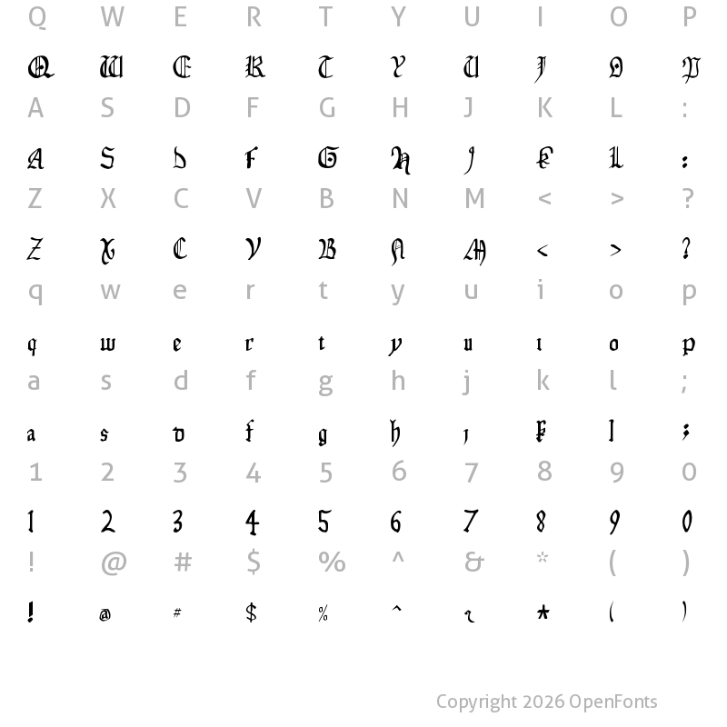 Character Map of Isabella Medium