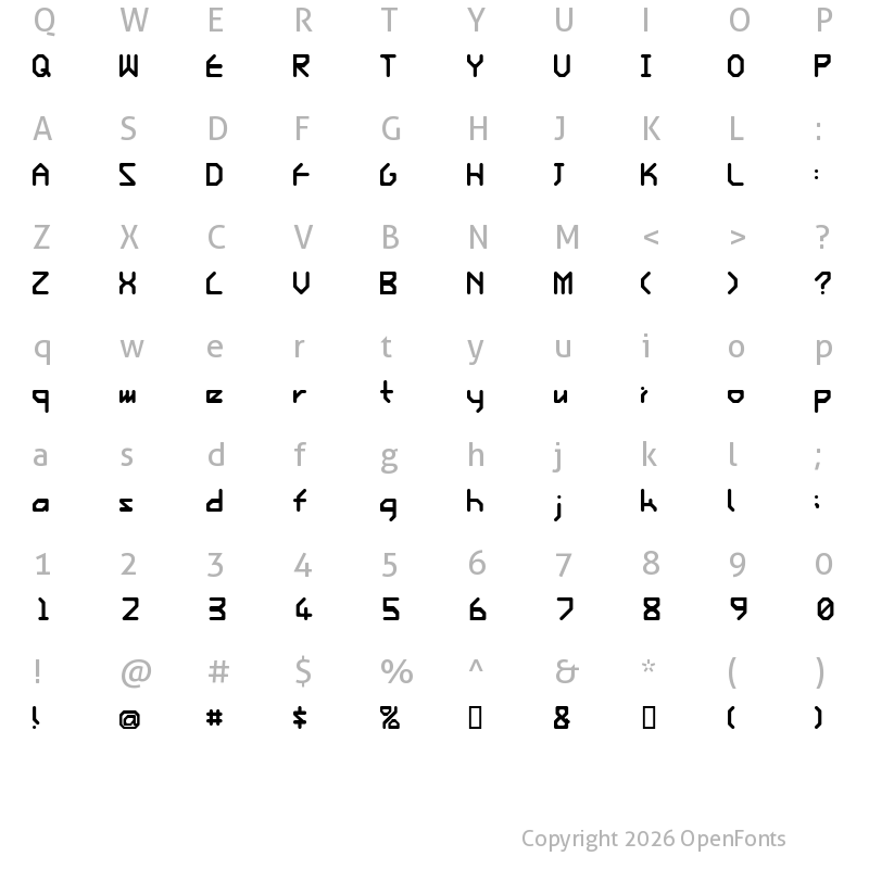 Character Map of Ishi Regular E.