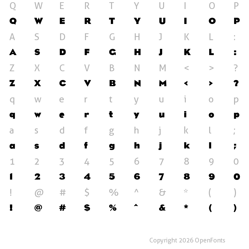 Character Map of IT Encore Sans Bold Regular