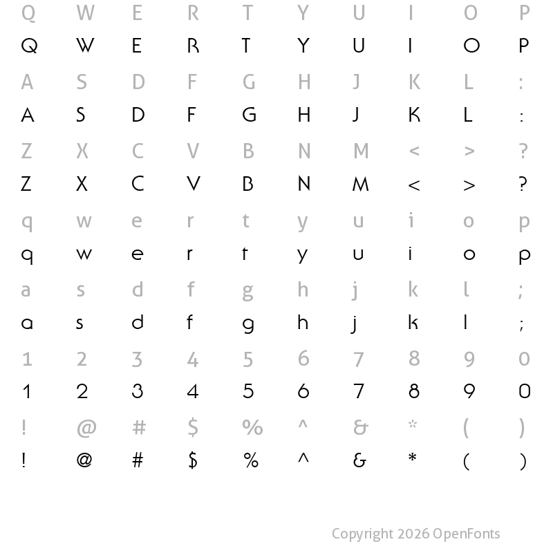 Character Map of ITC Serif Gothic Regular