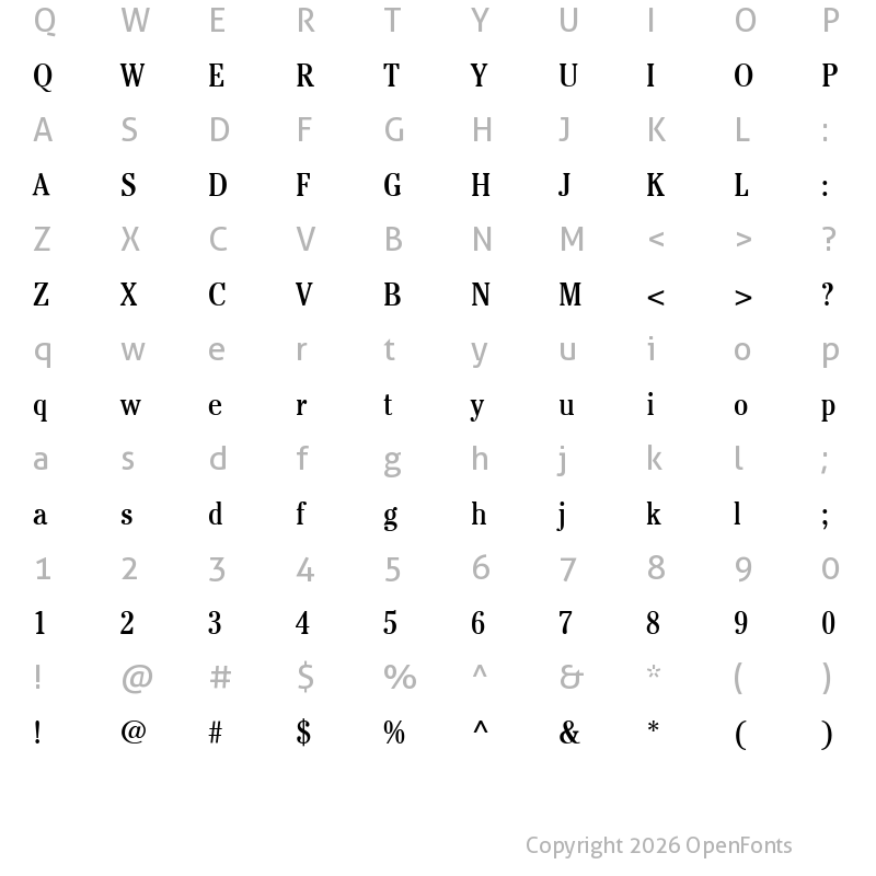 Character Map of ITCCheltenham LT BookCond Regular