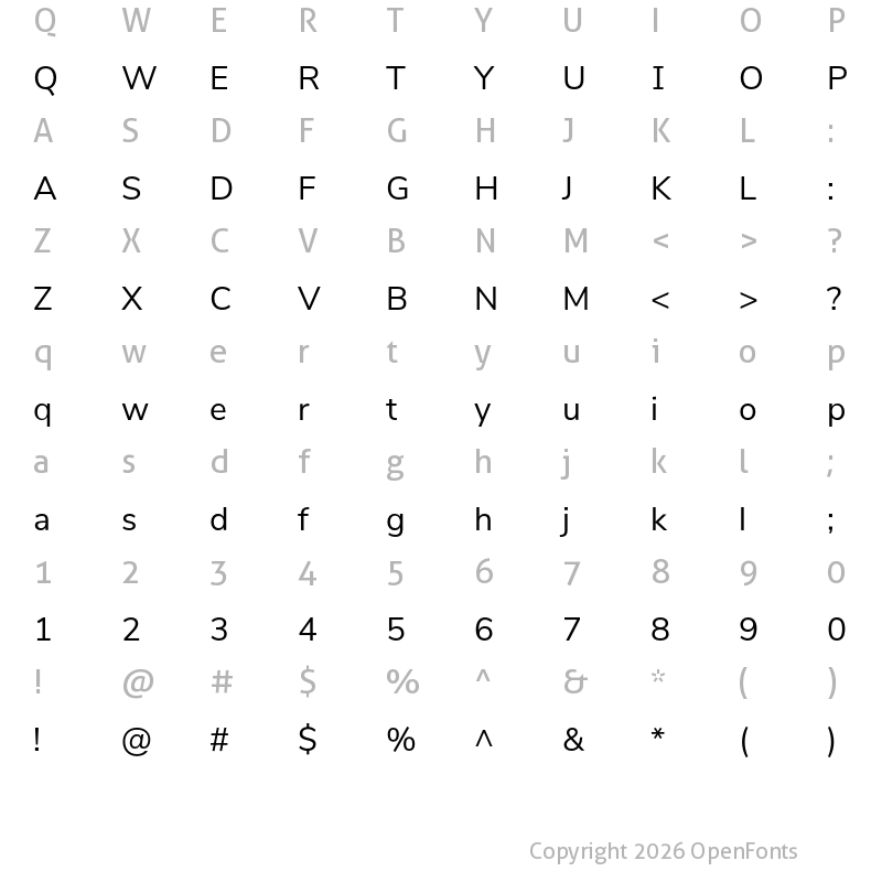 Character Map of Iunito Regular